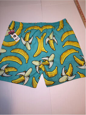Men's Uzzi Swim Trunks XL Blue Yellow Banana Print